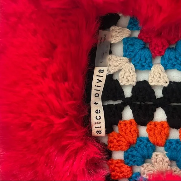 Alice + Olivia Vibrant Red and Multicolor Crochet Jacket